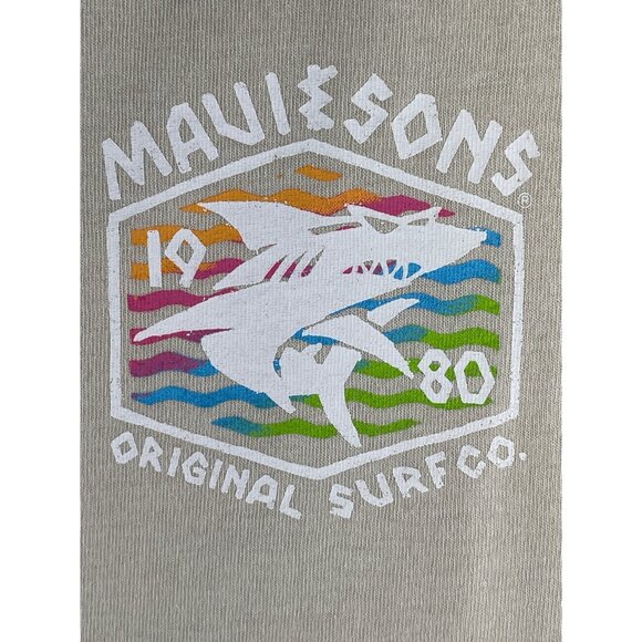 Maui & Sons Mens Original Surf Co. Beige Graphic Tank Top Size Small - Picture 3 of 10